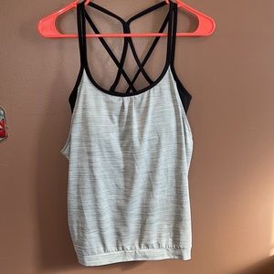 Athleta Black & Gray Criss Cross Workout Tank Top
